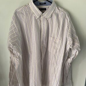 Chaps XL Mens Shirt Long Sleeve Button Down Striped Cotton Wrinkle Free